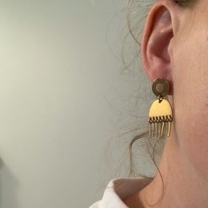 Pink and Gold Fringe Madewell Earrings